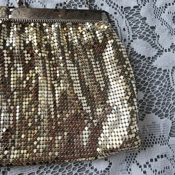 Vintage 1950s Whiting & Davis Gold Mesh Evening Bag Style 2908 Made in USA